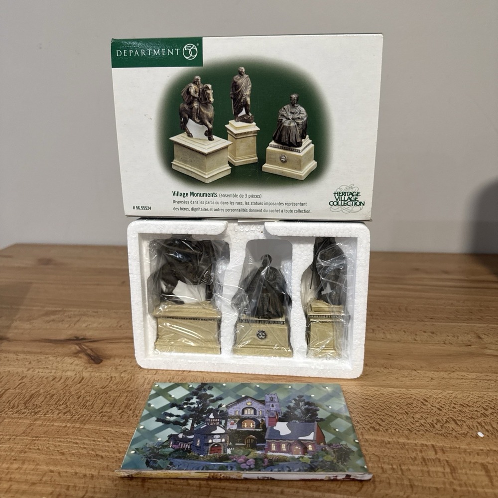 DEPT 56 Village Heritage Collection Series Village Monuments 3 Piece Set